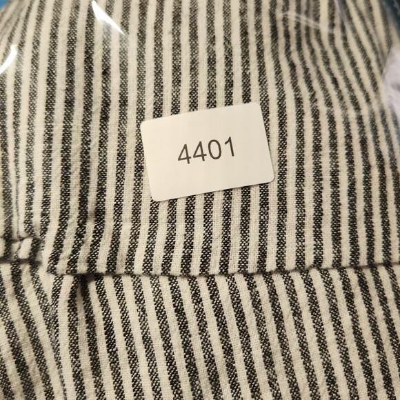 A New Day Top Size Medium Gray Linen Blend Stripe Ruffle Sleeve Off Shoulder - Picture 9 of 9